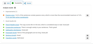 Yoast Seo readability Tekraze