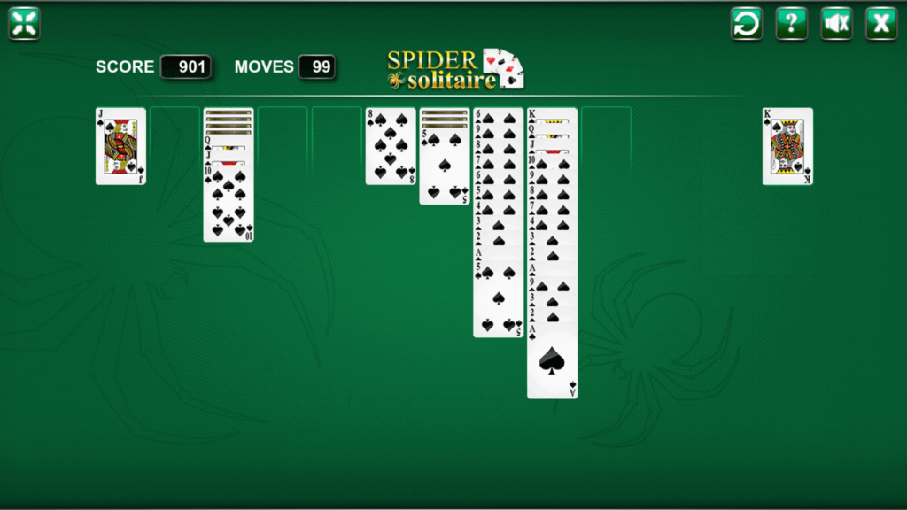 Spider Solitaire online free card game screenshot