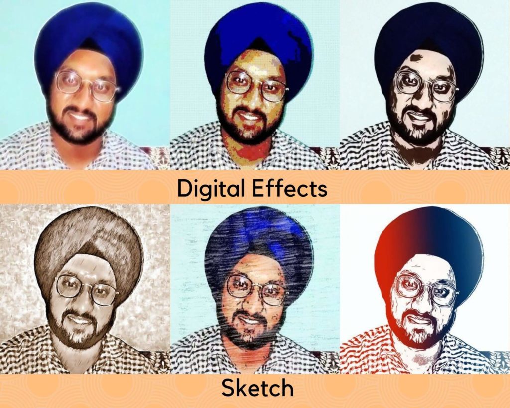 Digital effects and sketch effects in Colorcinch Online Photo Editor app