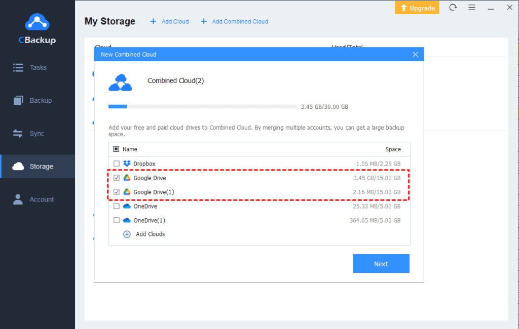 Cloud Backup Files Selected from cloud storage to get free cloud storage 1 tb