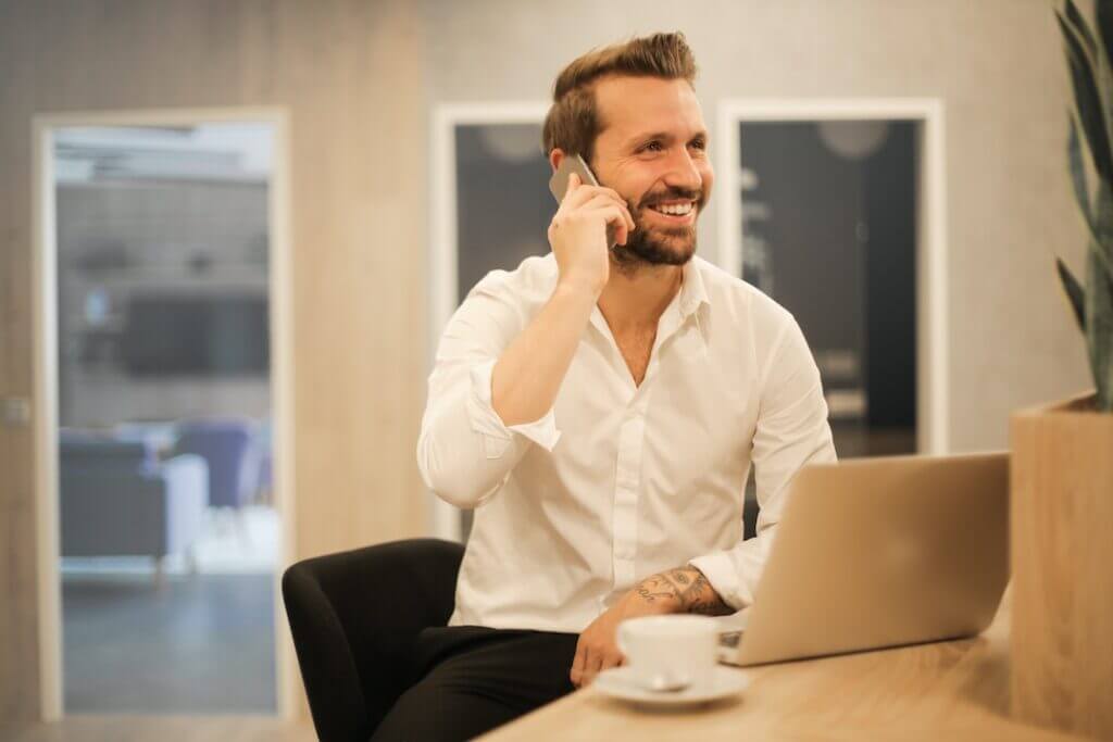 A Businessman providing customer service on phone for business growth
