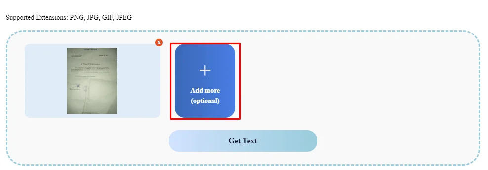 Get text from image to text screen