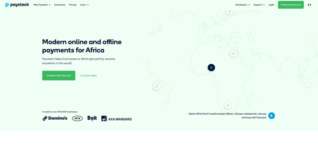 Paystack Payment gateway for africa merchant services