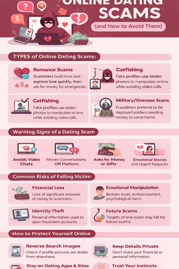 Infographic about online dating scams