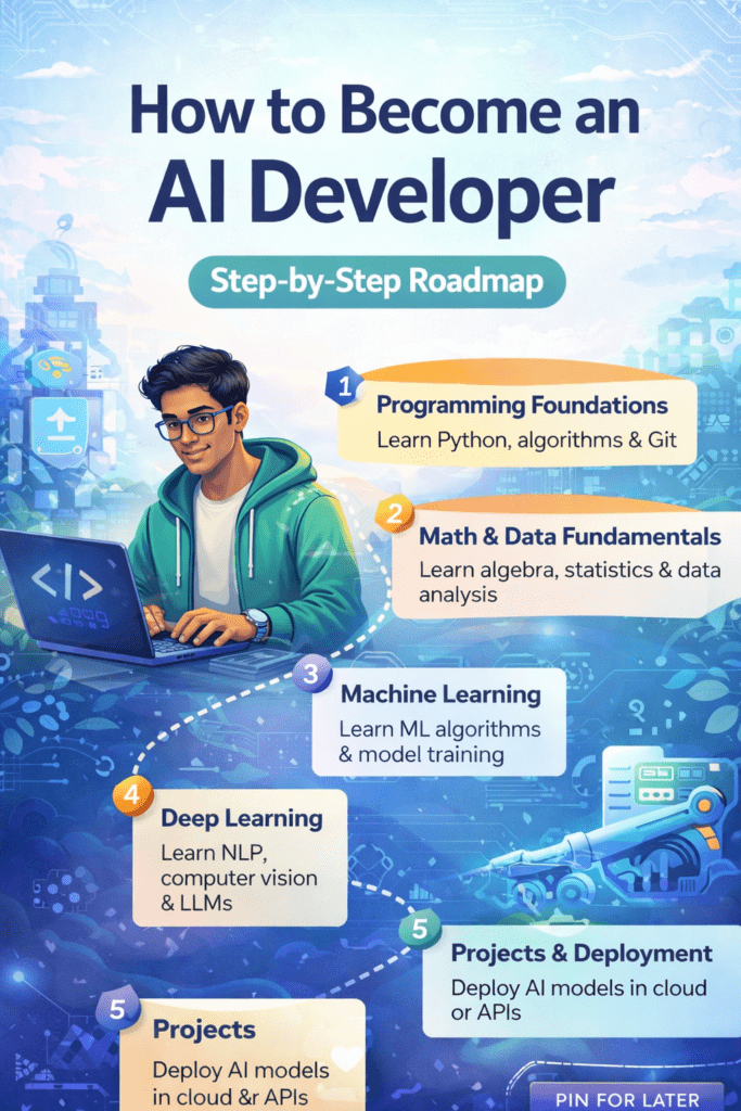 2 AI developer roadmap step by step infographic