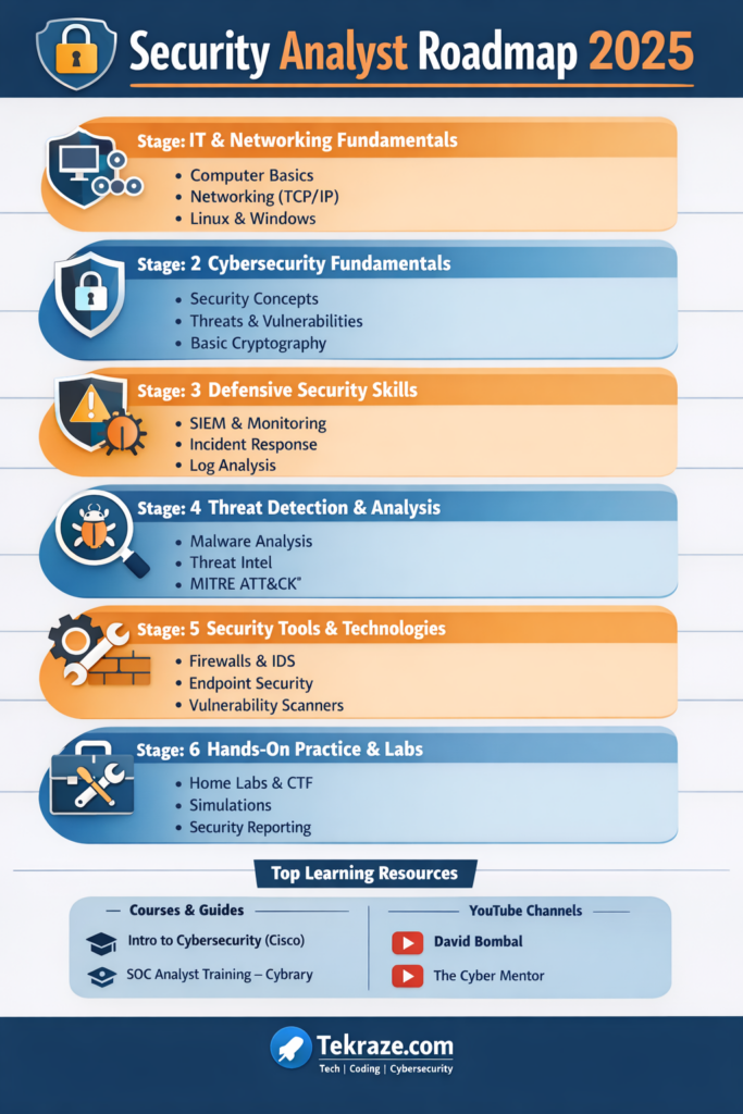 Security Analyst Roadmap (2025) 1 Security Analyst Roadmap 2025 – Step-by-Step Learning Path