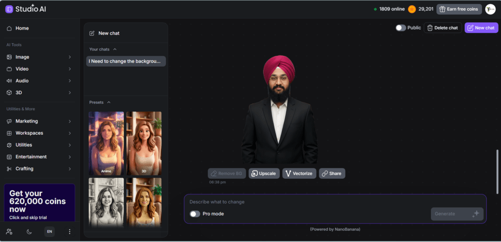 Sample of How Remove BG Feature of Ai Image Editor works