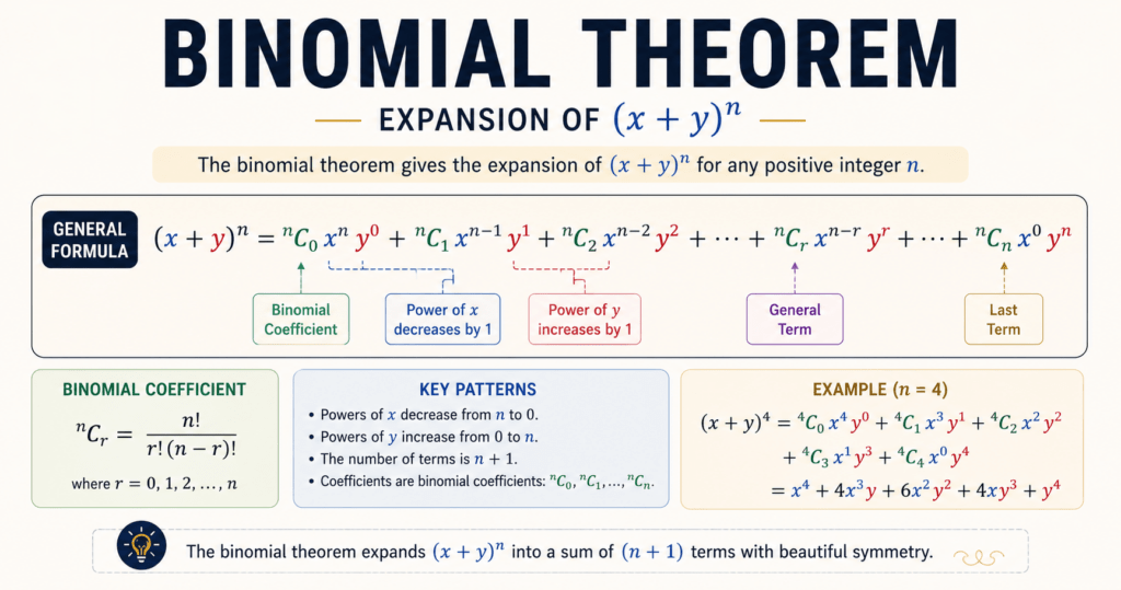 Diagram showing the general term formula Tr+1 used in binomial theorem examples
