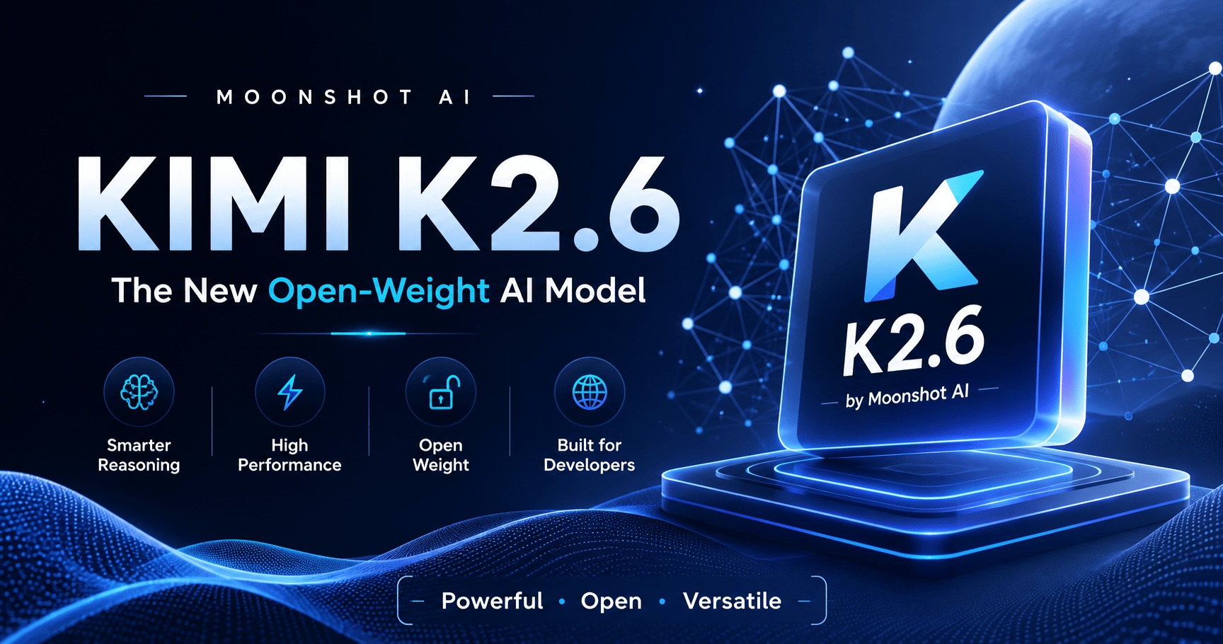 Kimi K2.6 open-weight AI model logo and interface