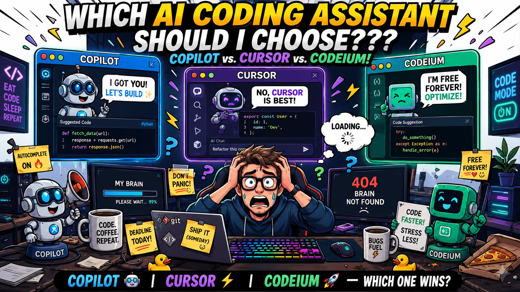 GitHub Copilot vs Cursor vs Codeium: Which AI Coding Assistant Is Worth It in 2026? 1 Comparison of GitHub Copilot, Cursor, and Codeium AI coding assistants in VS Code in 2026