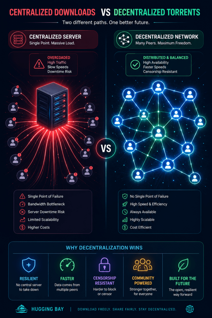 Hugging Bay: The Pirate Bay for Open LLMs, Explained 3 Hugging Bay verified AI model registry torrent vs centralized hosting comparison