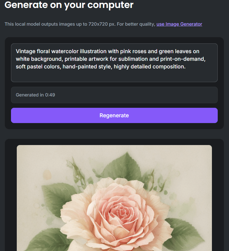 Creative Fabrica Studio Desktop Review: Free Local AI Tools for Etsy, Print-on-Demand & Creators 3 Free Prompt Based AI Image generator