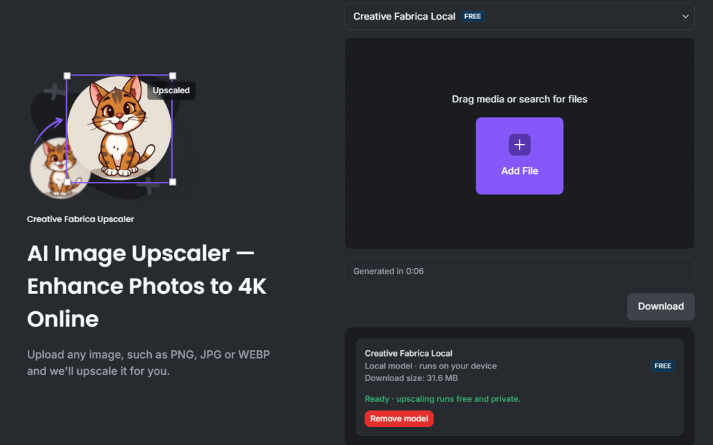 Creative Fabrica Studio Desktop Review: Free Local AI Tools for Etsy, Print-on-Demand & Creators 7 Free AI Image Upscaler