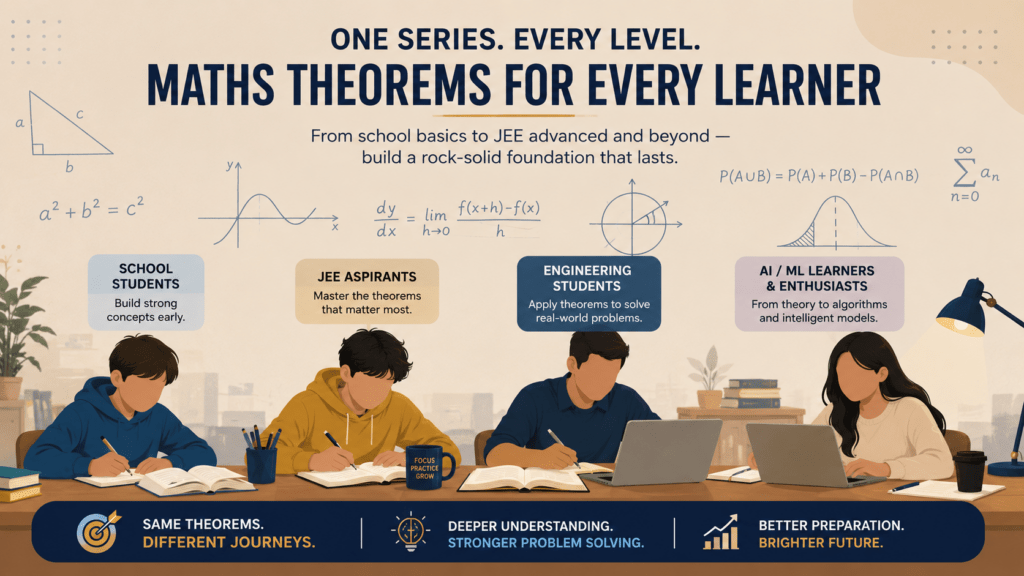 Students at different levels studying important maths theorems together