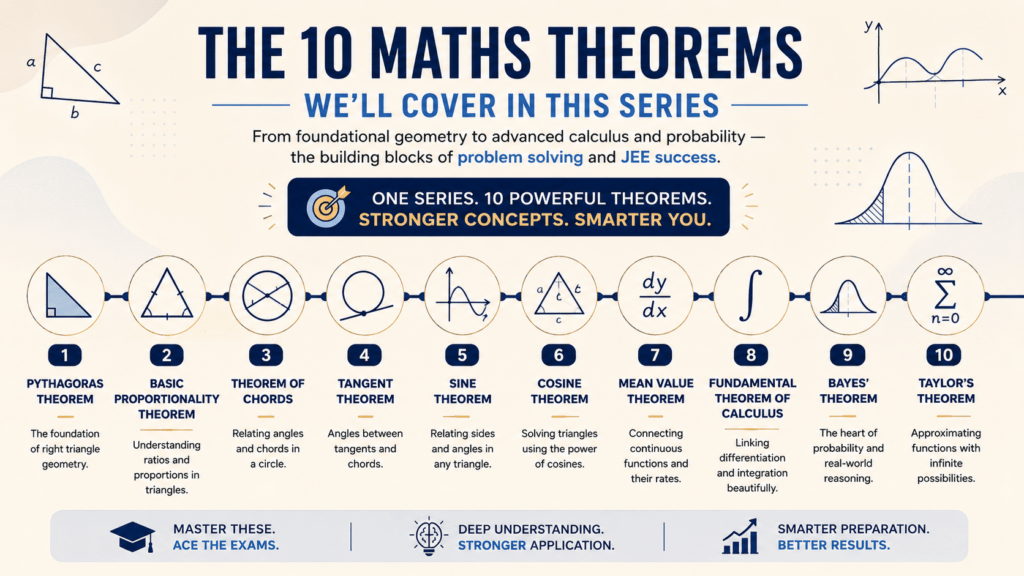 Roadmap of important maths theorems from Pythagoras to Taylor's Theorem