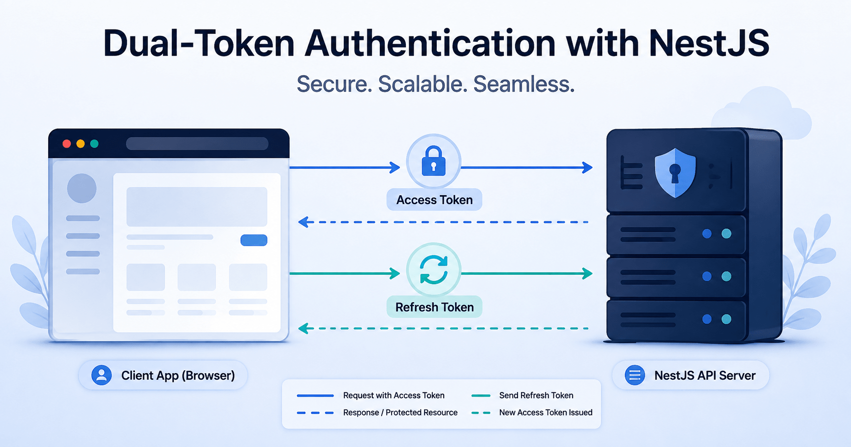 NestJS authentication dual-token flow between client app and backend