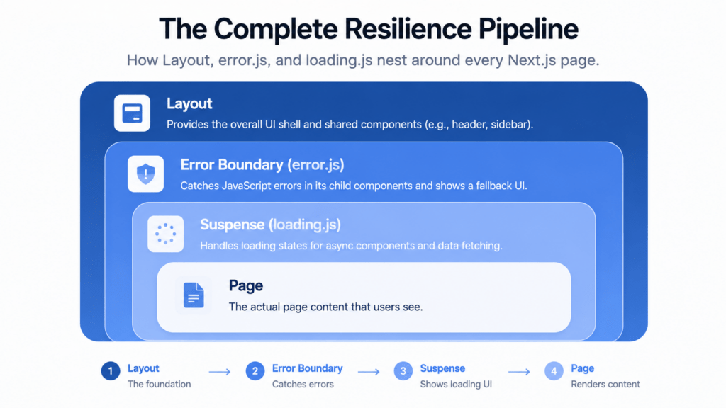 Nextjs loading UI and error boundary pipeline diagram