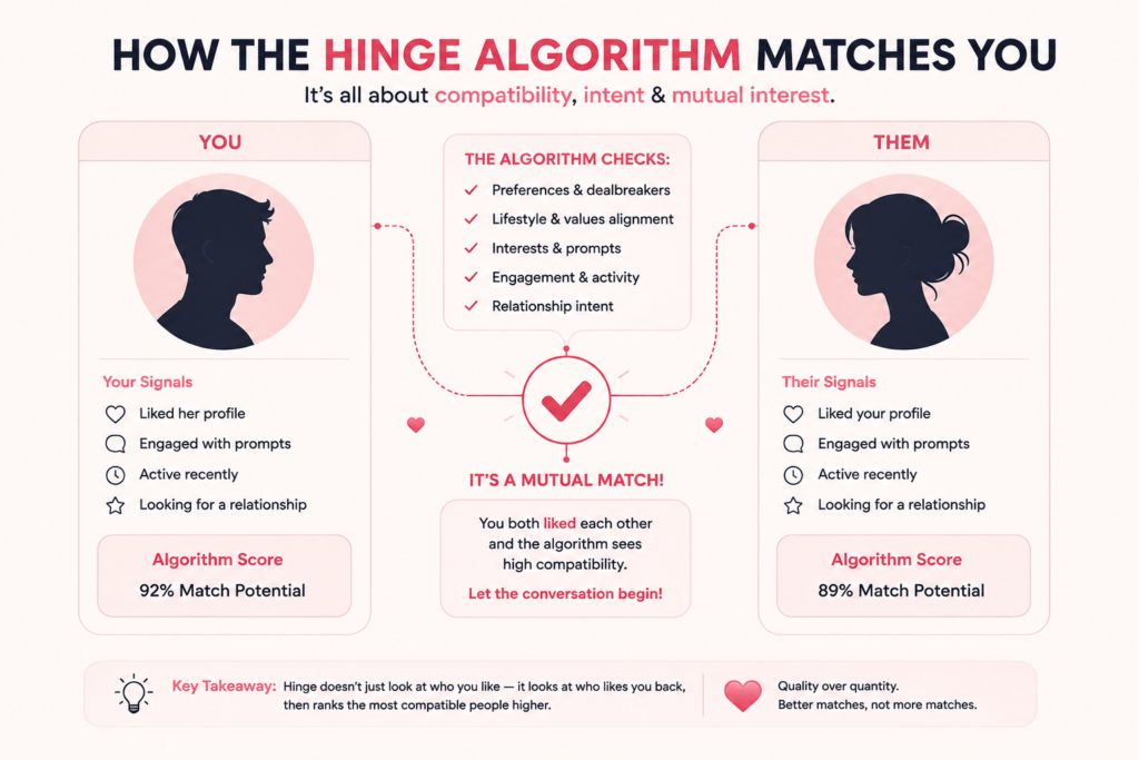 Diagram of the Hinge algorithm matching two compatible profiles
