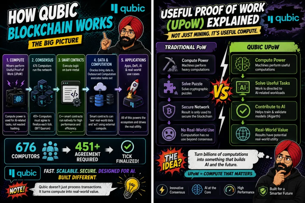 Qubic Useful Proof of Work explained compared with traditional Proof of Work
