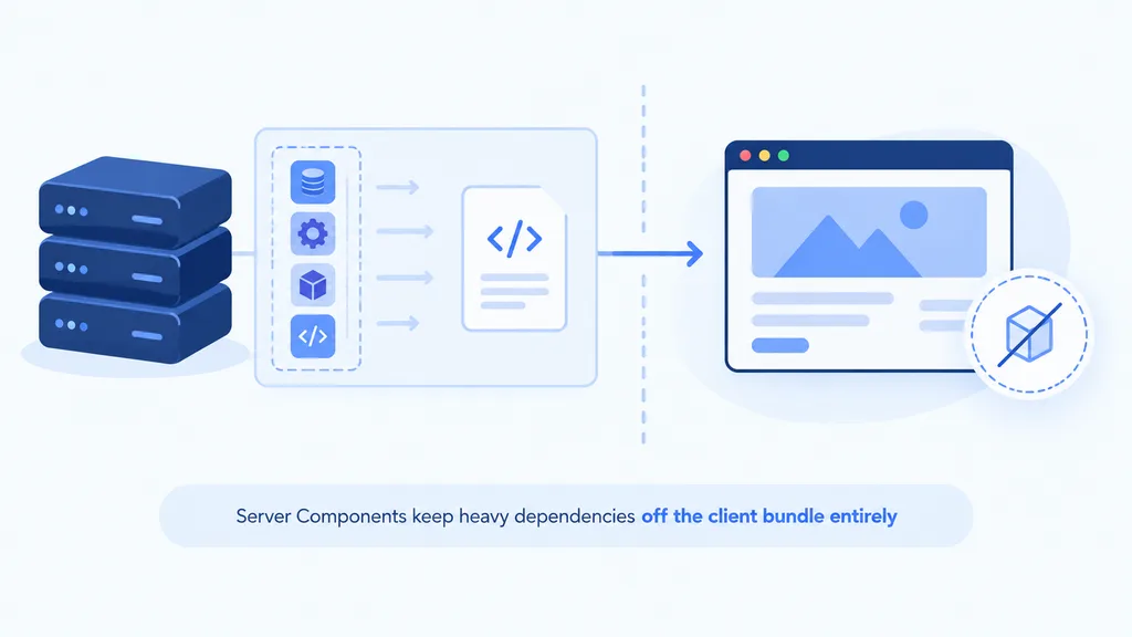 React Server Components reducing client-side bundle size to zero